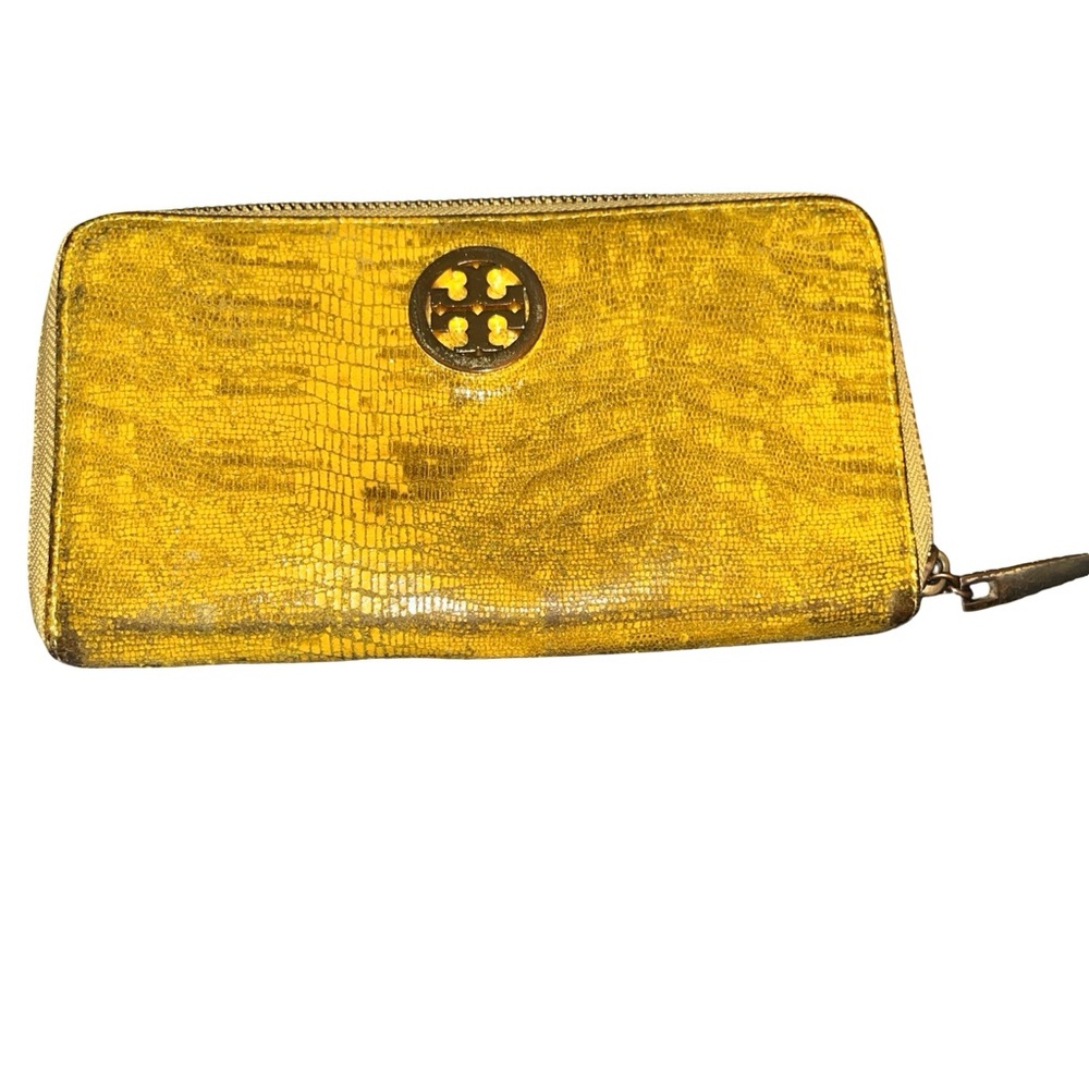 Elegant Yellow Snakeskin Tory Burch Women's Wallet